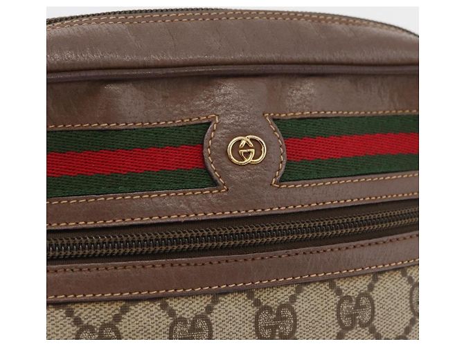 Borsa Sherry Line GG Supreme Web di GUCCI in PVC beige e oro 001 44 6655 Auth ep14411 D'oro - vista 18
