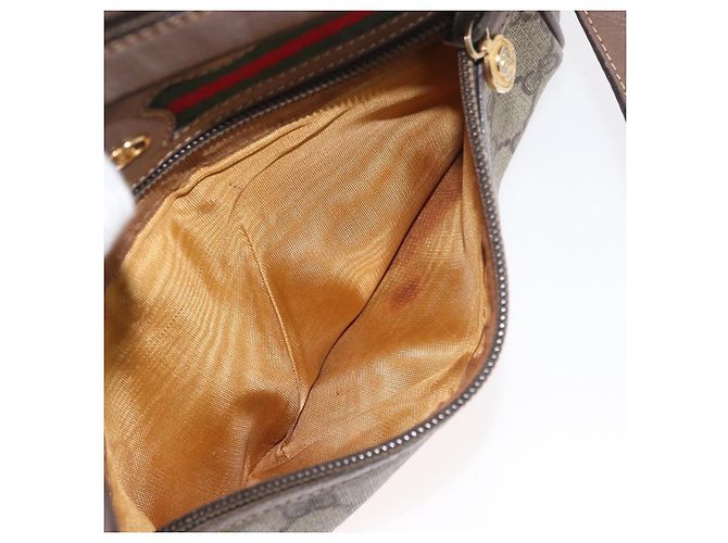 Borsa Sherry Line GG Supreme Web di GUCCI in PVC beige e oro 001 44 6655 Auth ep14411 D'oro - vista 21
