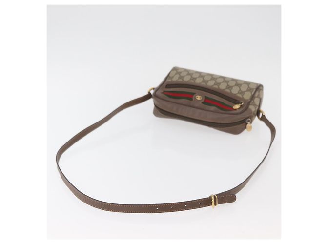 Borsa Sherry Line GG Supreme Web di GUCCI in PVC beige e oro 001 44 6655 Auth ep14411 D'oro - vista 7