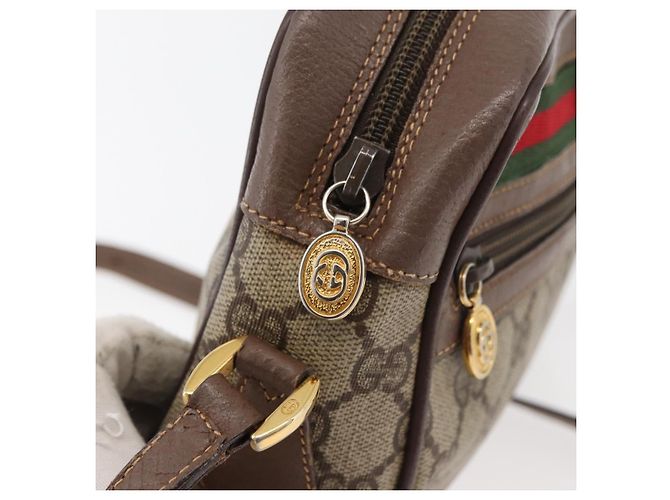 Borsa Sherry Line GG Supreme Web di GUCCI in PVC beige e oro 001 44 6655 Auth ep14411 D'oro - vista 9