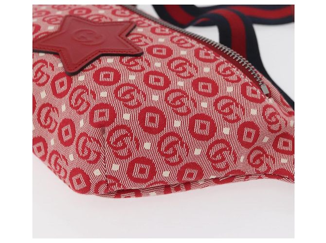 Sac banane pour enfants GUCCI Sherry Line en toile bleu marine et rouge 502095 Auth bs34662 - vue 14