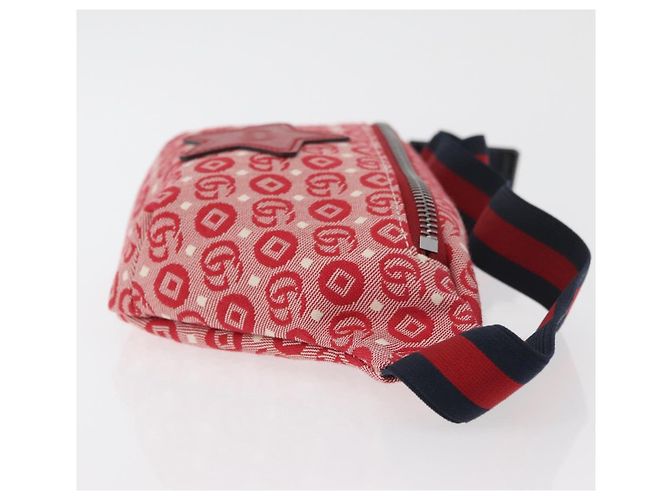 Sac banane pour enfants GUCCI Sherry Line en toile bleu marine et rouge 502095 Auth bs34662 - vue 3
