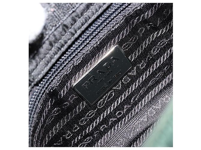 Sac à épaule PRADA en nylon vert argent authentique bs34473 Argenté - vue 17