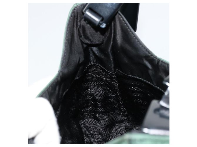 Sac à épaule PRADA en nylon vert argent authentique bs34473 Argenté - vue 18
