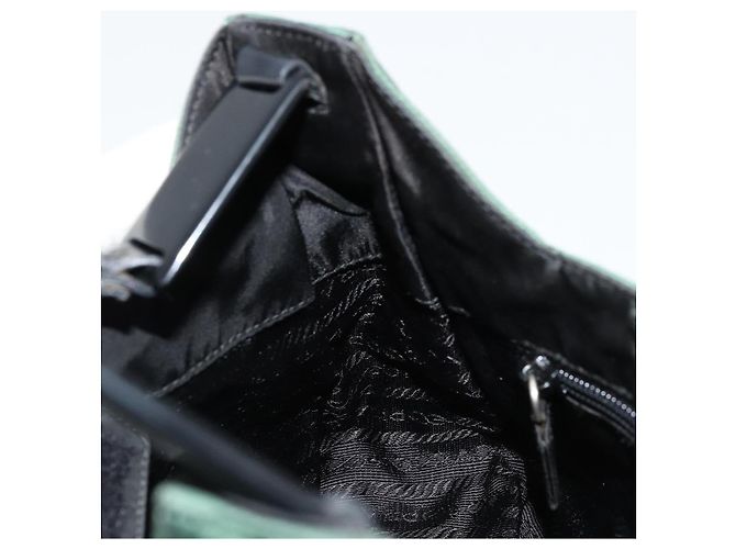 Sac à épaule PRADA en nylon vert argent authentique bs34473 Argenté - vue 19