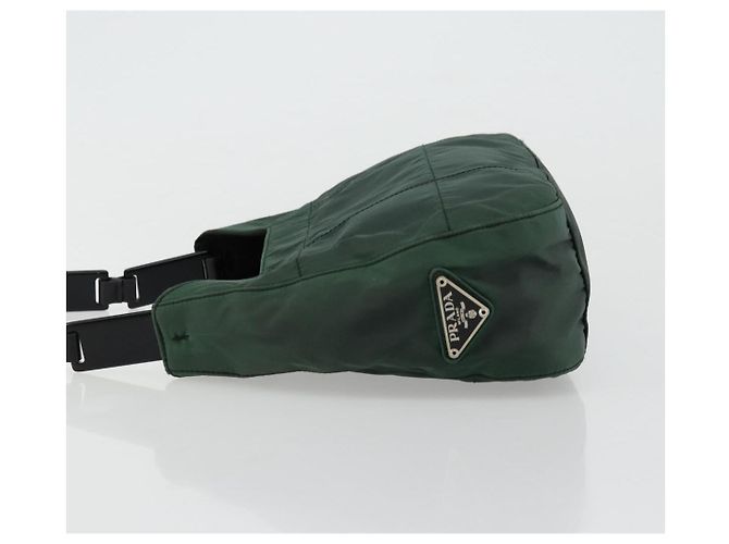 Sac à épaule PRADA en nylon vert argent authentique bs34473 Argenté - vue 4