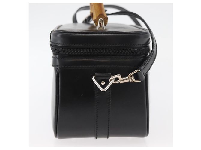 Borsa a mano Vanity in pelle Gucci Bamboo 2 in 1 Nero Argento Auth 175718 - vista 4