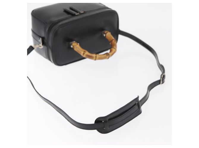 Borsa a mano Vanity in pelle Gucci Bamboo 2 in 1 Nero Argento Auth 175718 - vista 8