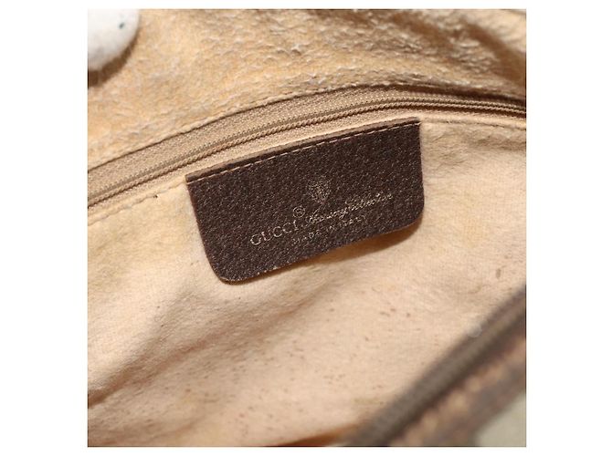 Borsa Gucci GG Supreme Web Sherry Line PVC Beige Oro 89 02 077 Auth bs34659 D'oro - vista 18