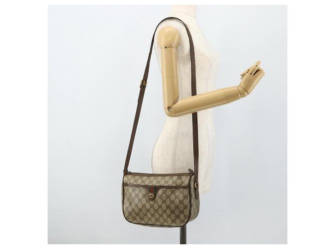 Borsa Gucci GG Supreme Web Sherry Line PVC Beige Oro 89 02 077 Auth bs34659 D'oro - vista 23