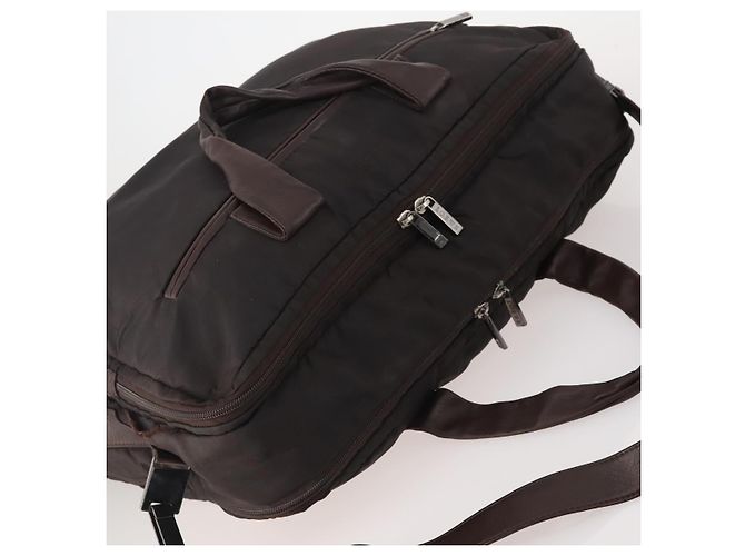 Borsa da lavoro LOEWE in nylon 2 vie marrone argento autentica bs34429 - vista 7