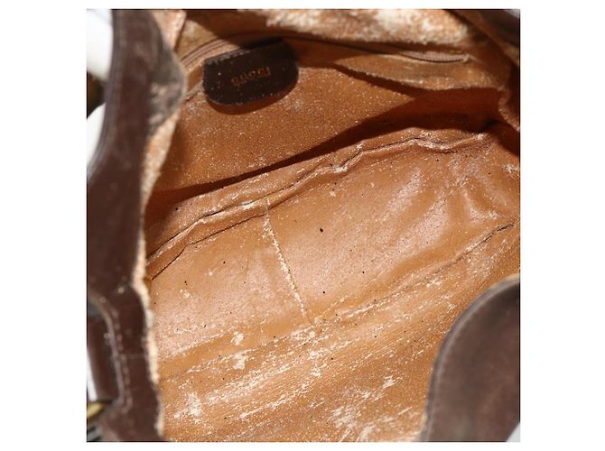Borsa a mano in pelle GUCCI Bamboo 2way Marrone Oro 001 1998 1638 Auth 175794 - vista 11