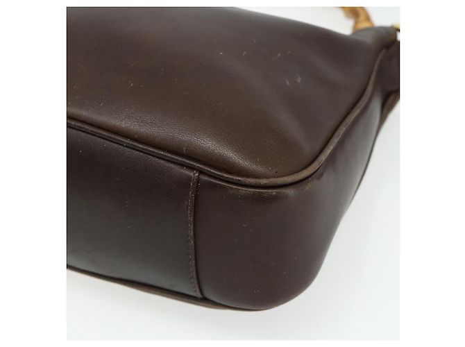 Borsa a mano in pelle GUCCI Bamboo 2way Marrone Oro 001 1998 1638 Auth 175794 - vista 15