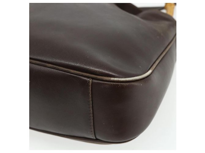 Borsa a mano in pelle GUCCI Bamboo 2way Marrone Oro 001 1998 1638 Auth 175794 - vista 17