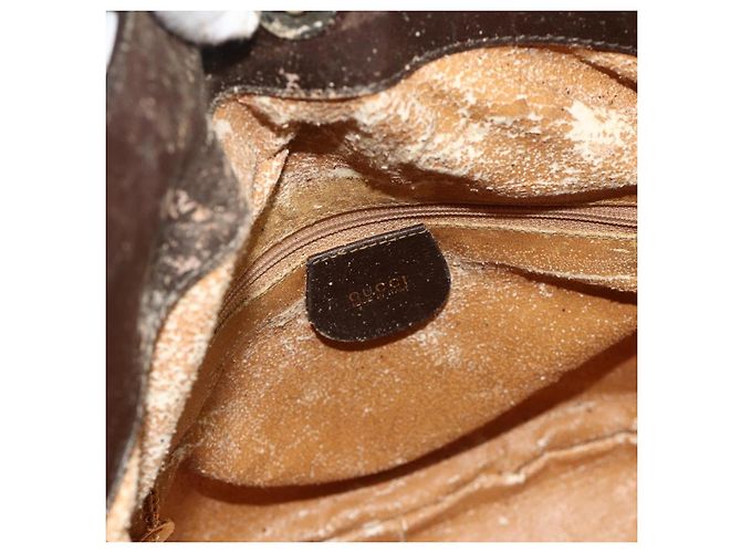 Borsa a mano in pelle GUCCI Bamboo 2way Marrone Oro 001 1998 1638 Auth 175794 - vista 18