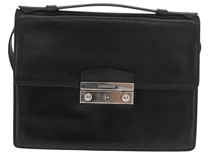 Borsa a Spalla in Pelle Nera e Argento VERSACE Auth bs34660 Nero - vista 13