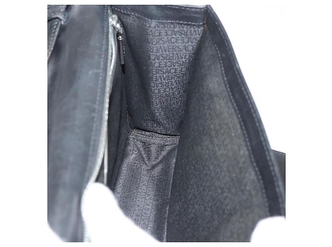 Borsa a Spalla in Pelle Nera e Argento VERSACE Auth bs34660 Nero - vista 21