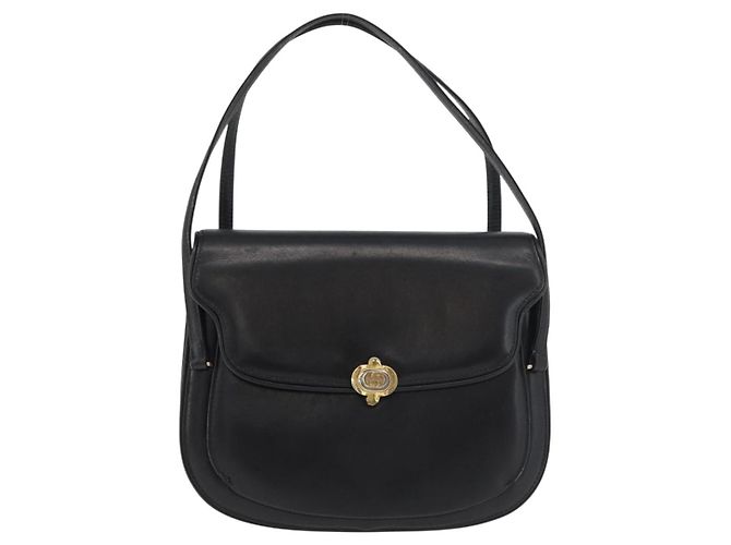Borsa a mano GUCCI in pelle nera e oro Auth ep14155 Nero D'oro - vista 13