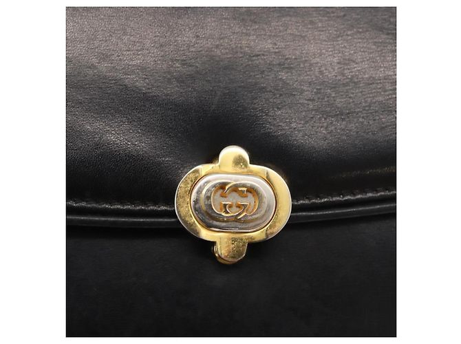 Borsa a mano GUCCI in pelle nera e oro Auth ep14155 Nero D'oro - vista 18