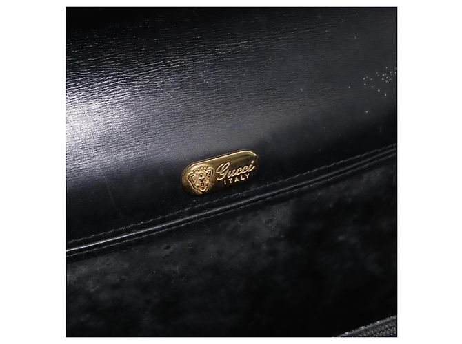 Borsa a mano GUCCI in pelle nera e oro Auth ep14155 Nero D'oro - vista 19