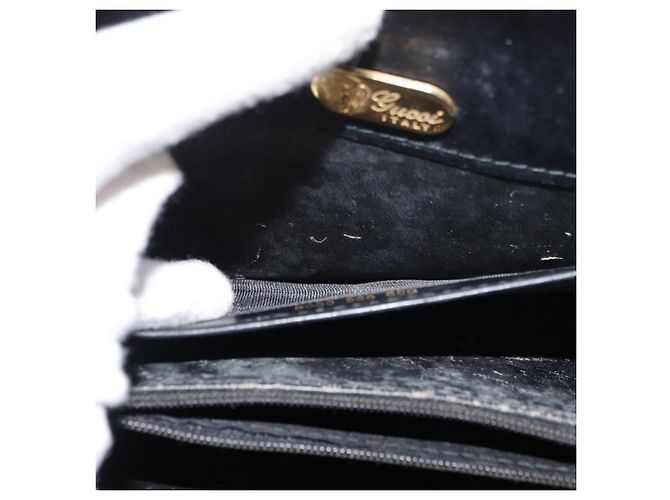 Borsa a mano GUCCI in pelle nera e oro Auth ep14155 Nero D'oro - vista 27