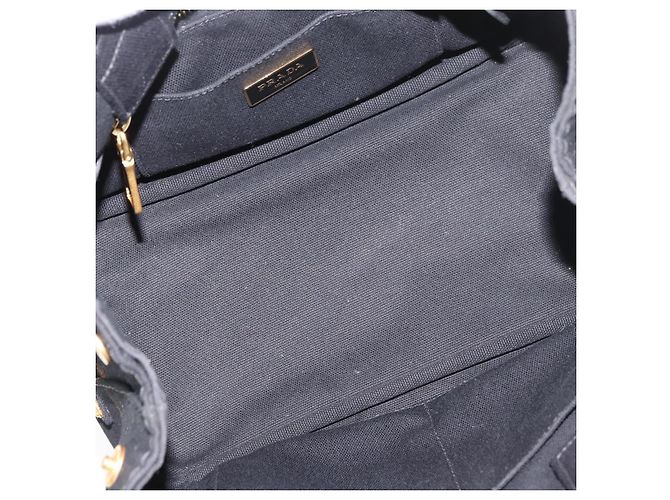PRADA Canapa PM Handtasche aus schwarzem und goldenem Canvas Auth 175050SAM - Ansicht 11