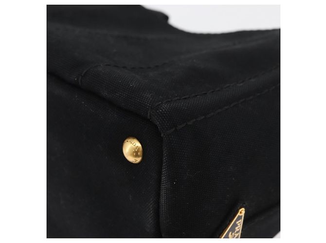 PRADA Canapa PM Handtasche aus schwarzem und goldenem Canvas Auth 175050SAM - Ansicht 16