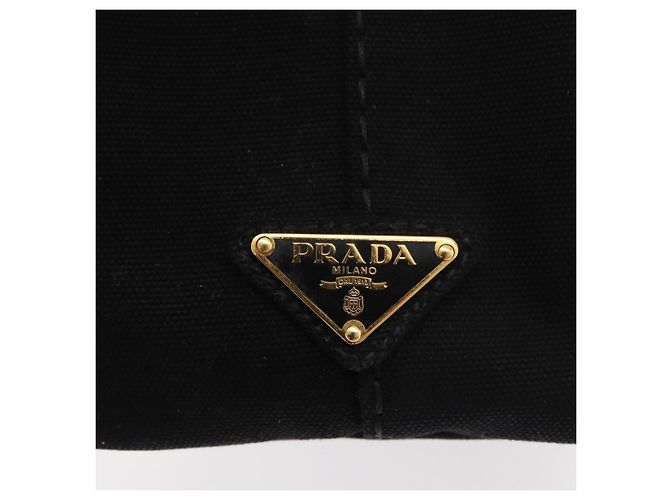 PRADA Canapa PM Handtasche aus schwarzem und goldenem Canvas Auth 175050SAM - Ansicht 17