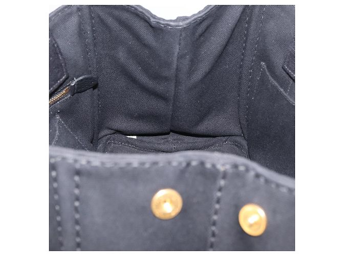 PRADA Canapa PM Handtasche aus schwarzem und goldenem Canvas Auth 175050SAM - Ansicht 18