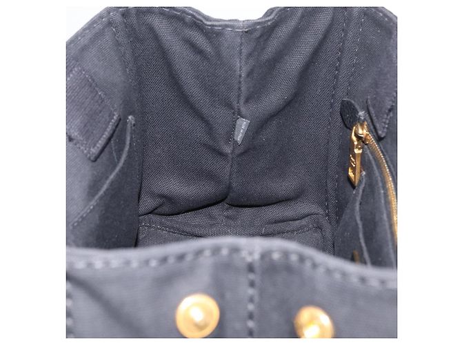 PRADA Canapa PM Handtasche aus schwarzem und goldenem Canvas Auth 175050SAM - Ansicht 19