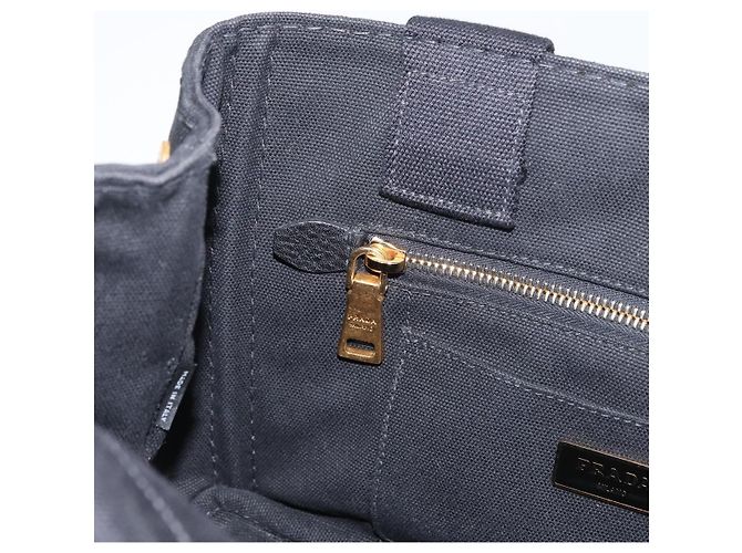 PRADA Canapa PM Handtasche aus schwarzem und goldenem Canvas Auth 175050SAM - Ansicht 20