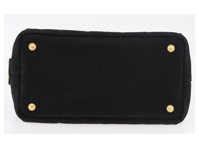 PRADA Canapa PM Handtasche aus schwarzem und goldenem Canvas Auth 175050SAM - Ansicht 5