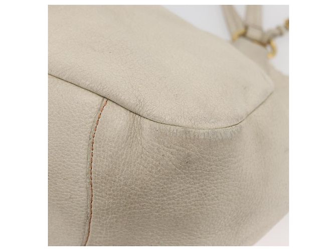 Prada Tote Bag aus Leder Elfenbein Gold Auth 176345 Golden Roh - Ansicht 15