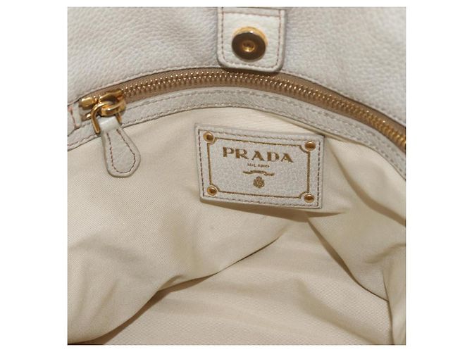 Prada Tote Bag aus Leder Elfenbein Gold Auth 176345 Golden Roh - Ansicht 19