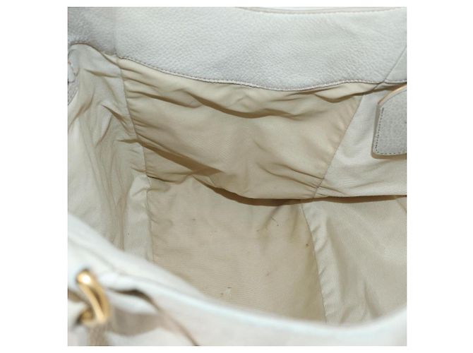 Prada Tote Bag aus Leder Elfenbein Gold Auth 176345 Golden Roh - Ansicht 21