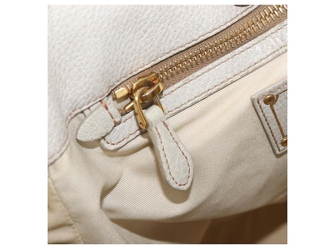 Prada Tote Bag aus Leder Elfenbein Gold Auth 176345 Golden Roh - Ansicht 22