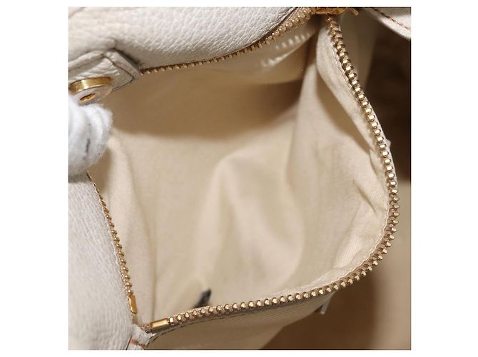 Prada Tote Bag aus Leder Elfenbein Gold Auth 176345 Golden Roh - Ansicht 23