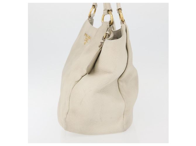 Prada Tote Bag aus Leder Elfenbein Gold Auth 176345 Golden Roh - Ansicht 3