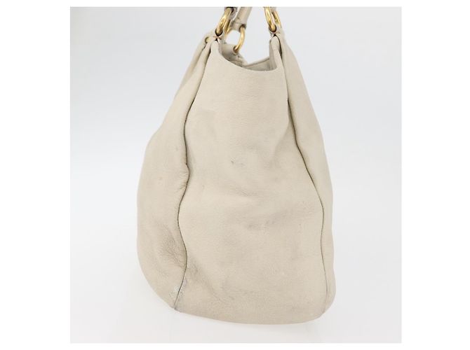 Prada Tote Bag aus Leder Elfenbein Gold Auth 176345 Golden Roh - Ansicht 4