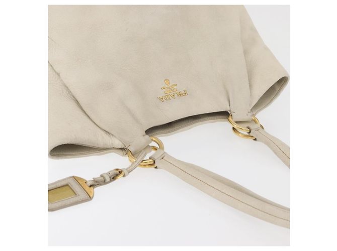 Prada Tote Bag aus Leder Elfenbein Gold Auth 176345 Golden Roh - Ansicht 6