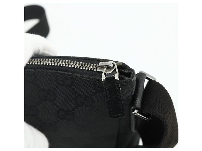 Borsa a Spalla GG Canvas Gucci Nera Argento 114273 Auth ka4091 Nero - vista 10
