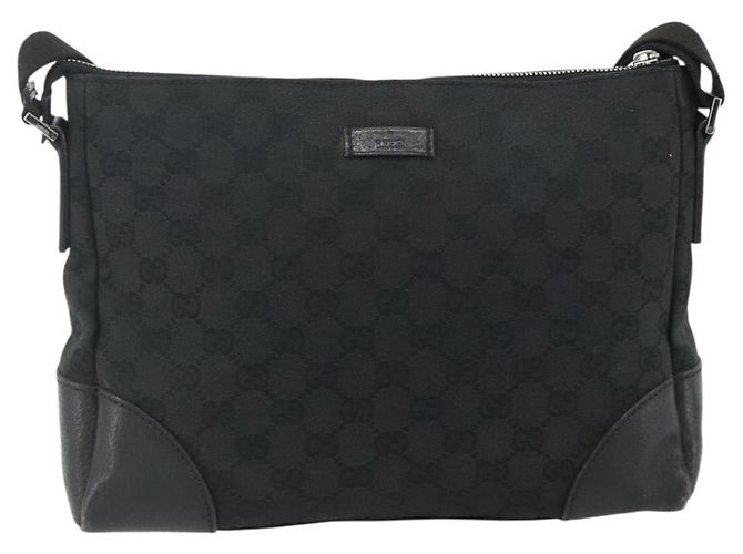 Borsa a Spalla GG Canvas Gucci Nera Argento 114273 Auth ka4091 Nero - vista 13