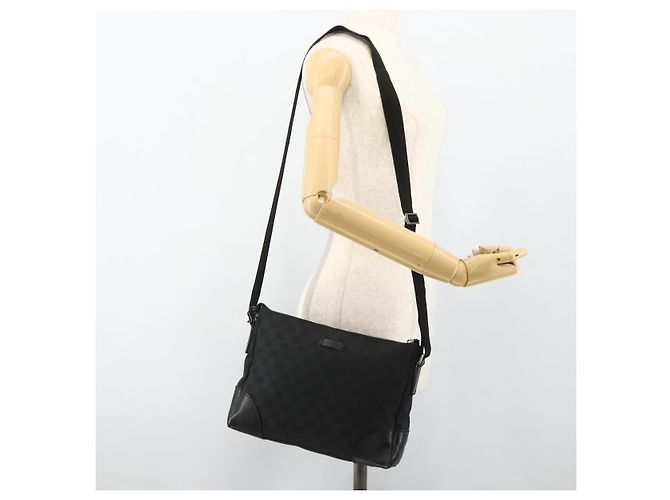 Borsa a Spalla GG Canvas Gucci Nera Argento 114273 Auth ka4091 Nero - vista 22