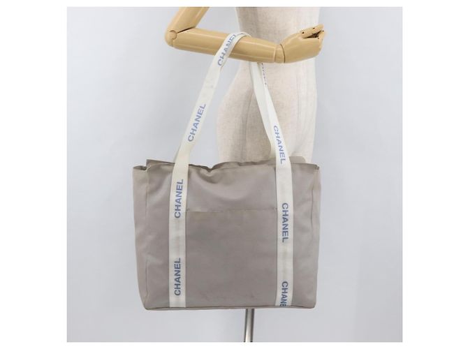 CHANEL Tote Bag Canvas Grau Silber CC Auth BA12334 Braun - Ansicht 21