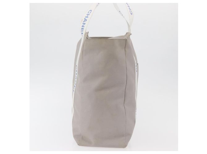 CHANEL Tote Bag Canvas Grau Silber CC Auth BA12334 Braun - Ansicht 4