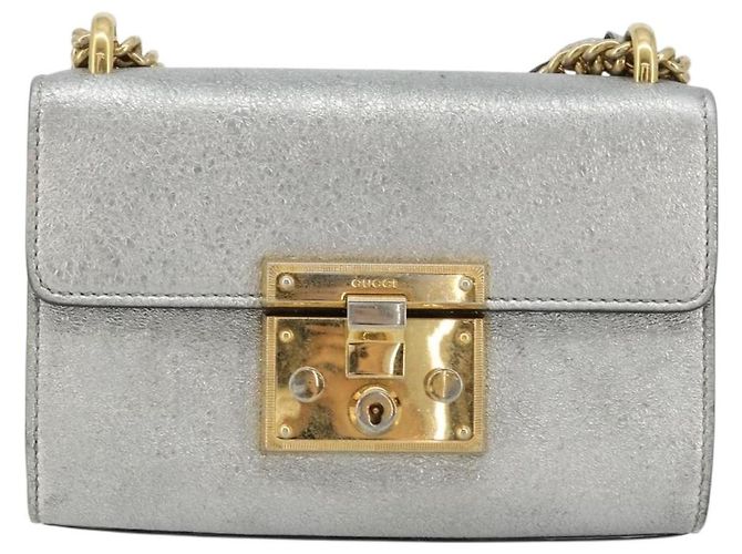 Borsa a Spalla con Catena GUCCI in Pelle Oro Argento 409487 Auth ka4117 D'oro - vista 13