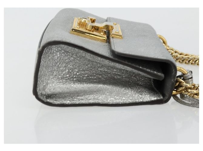 Borsa a Spalla con Catena GUCCI in Pelle Oro Argento 409487 Auth ka4117 D'oro - vista 3