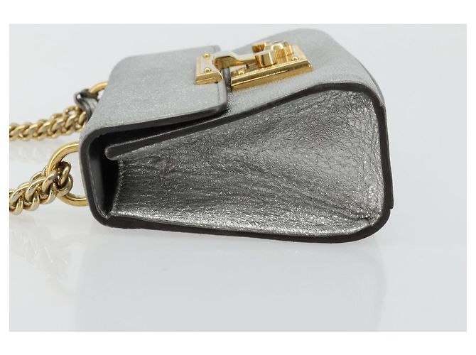 Borsa a Spalla con Catena GUCCI in Pelle Oro Argento 409487 Auth ka4117 D'oro - vista 4