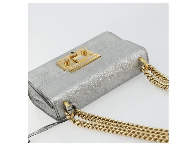 Borsa a Spalla con Catena GUCCI in Pelle Oro Argento 409487 Auth ka4117 D'oro - vista 6