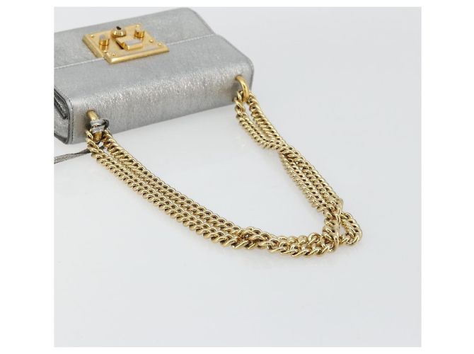 Borsa a Spalla con Catena GUCCI in Pelle Oro Argento 409487 Auth ka4117 D'oro - vista 7